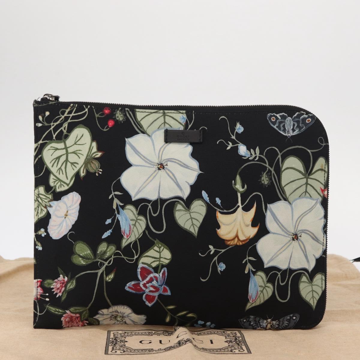 GUCCI Clutch Bag Canvas Black Silver 353480 Auth bs31421