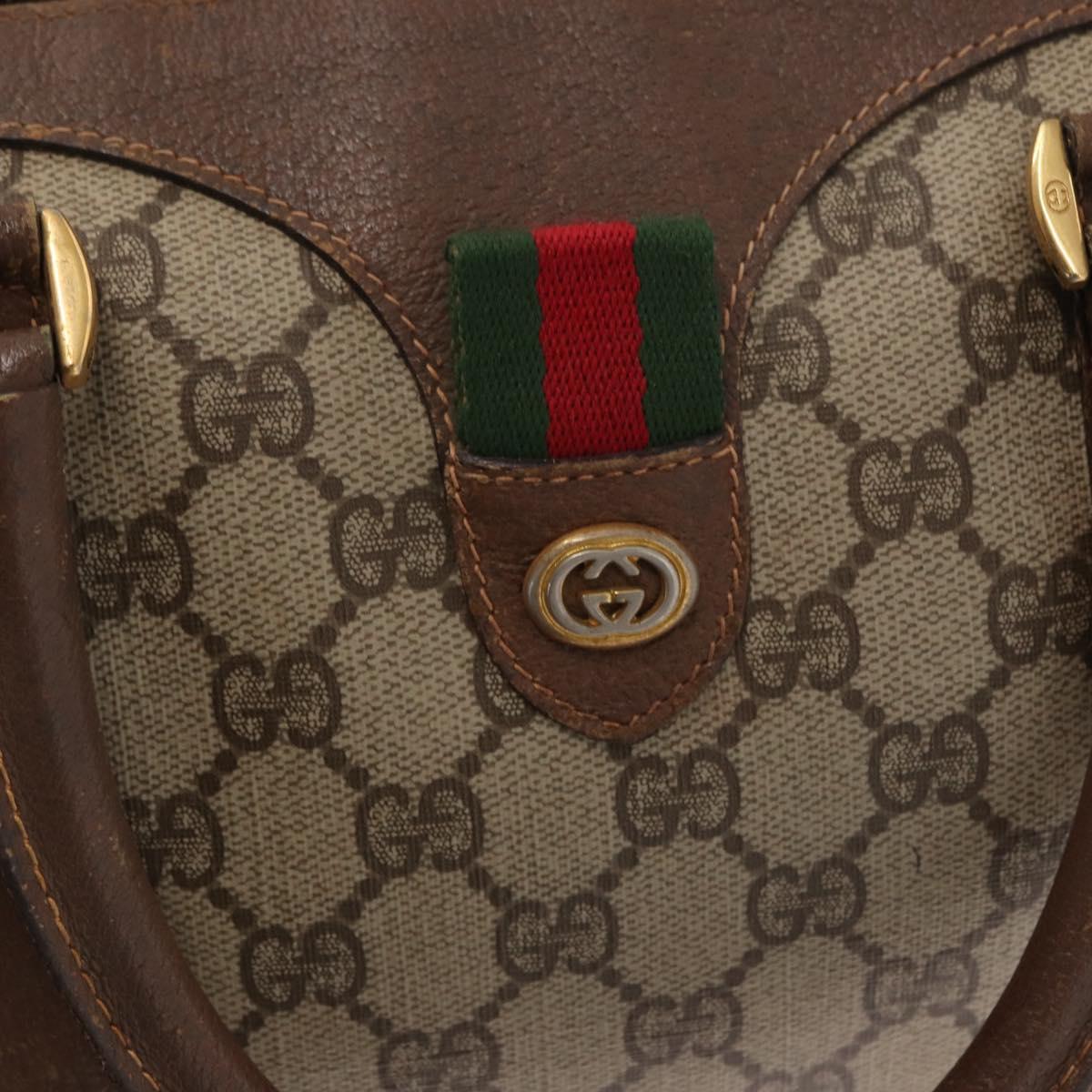 GUCCI GG Supreme Web Sherry Line Bag PVC Beige Gold 40 02 007 Auth bs31422