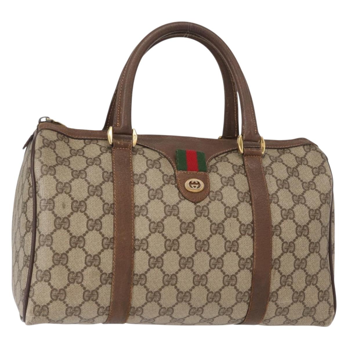 GUCCI GG Supreme Web Sherry Line Bag PVC Beige Gold 40 02 007 Auth bs31422