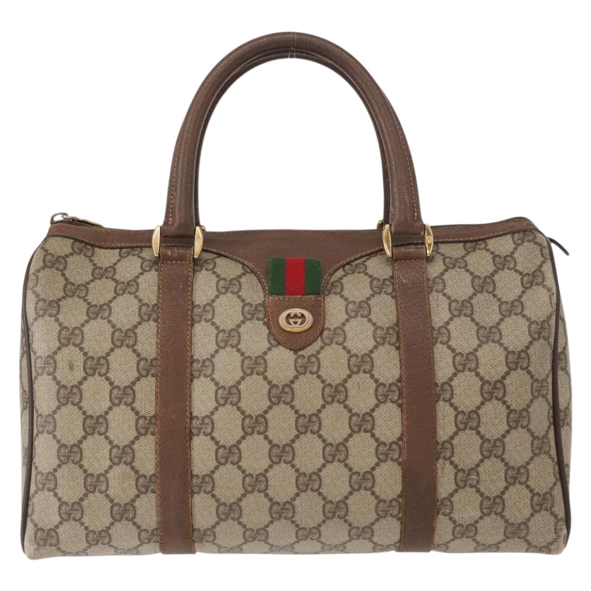 GUCCI GG Supreme Web Sherry Line Bag PVC Beige Gold 40 02 007 Auth bs31422