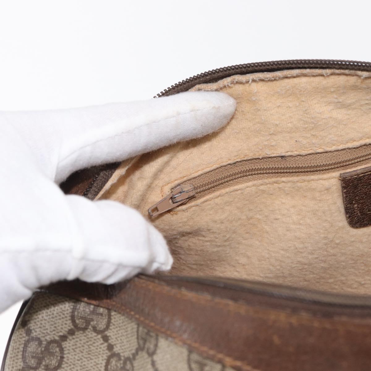 GUCCI GG Supreme Web Sherry Line Bag PVC Beige Gold 40 02 007 Auth bs31422