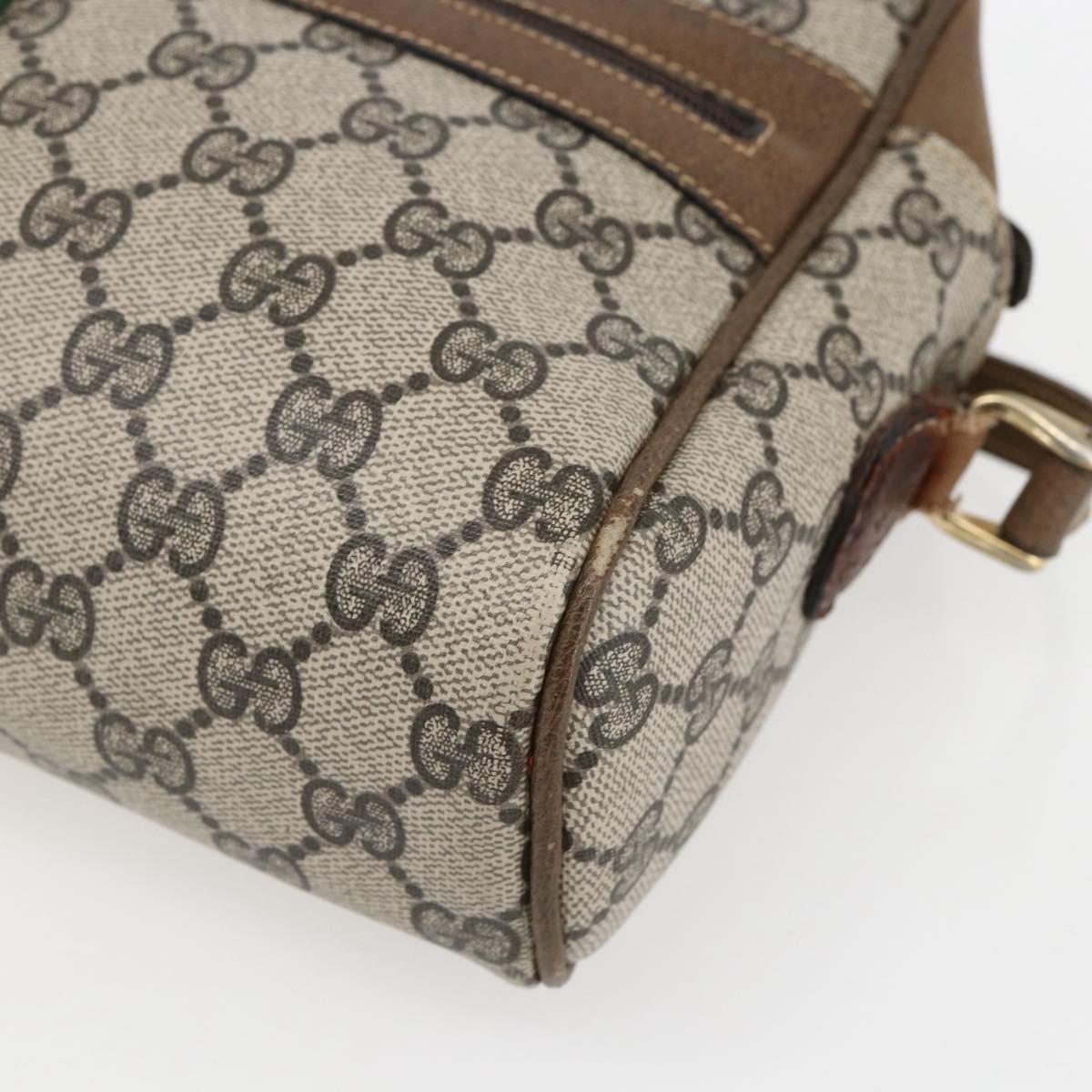 GUCCI GG Supreme Web Sherry Line Shoulder Bag PVC Beige Gold Auth bs31423