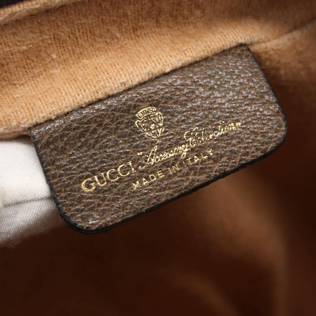 GUCCI GG Supreme Web Sherry Line Shoulder Bag PVC Beige Gold Auth bs31423