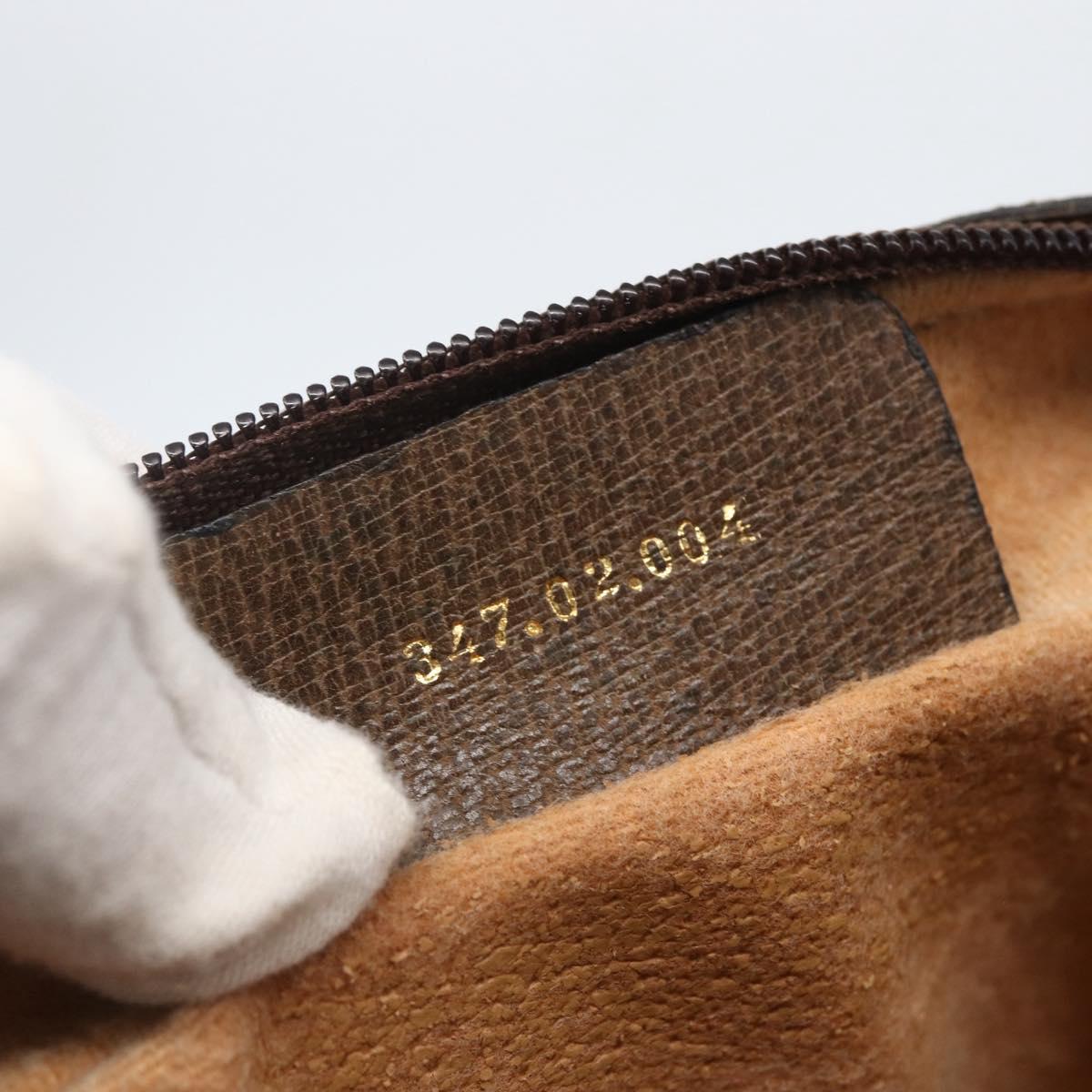 GUCCI GG Supreme Web Sherry Line Shoulder Bag PVC Beige Gold Auth bs31423