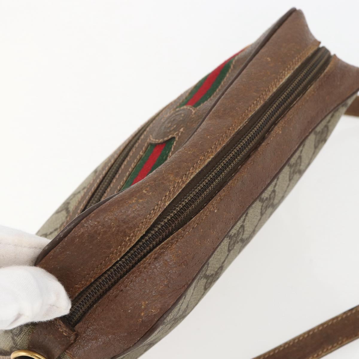 GUCCI GG Supreme Web Sherry Line Bag PVC Beige Gold 001 115 6655 Auth bs31424