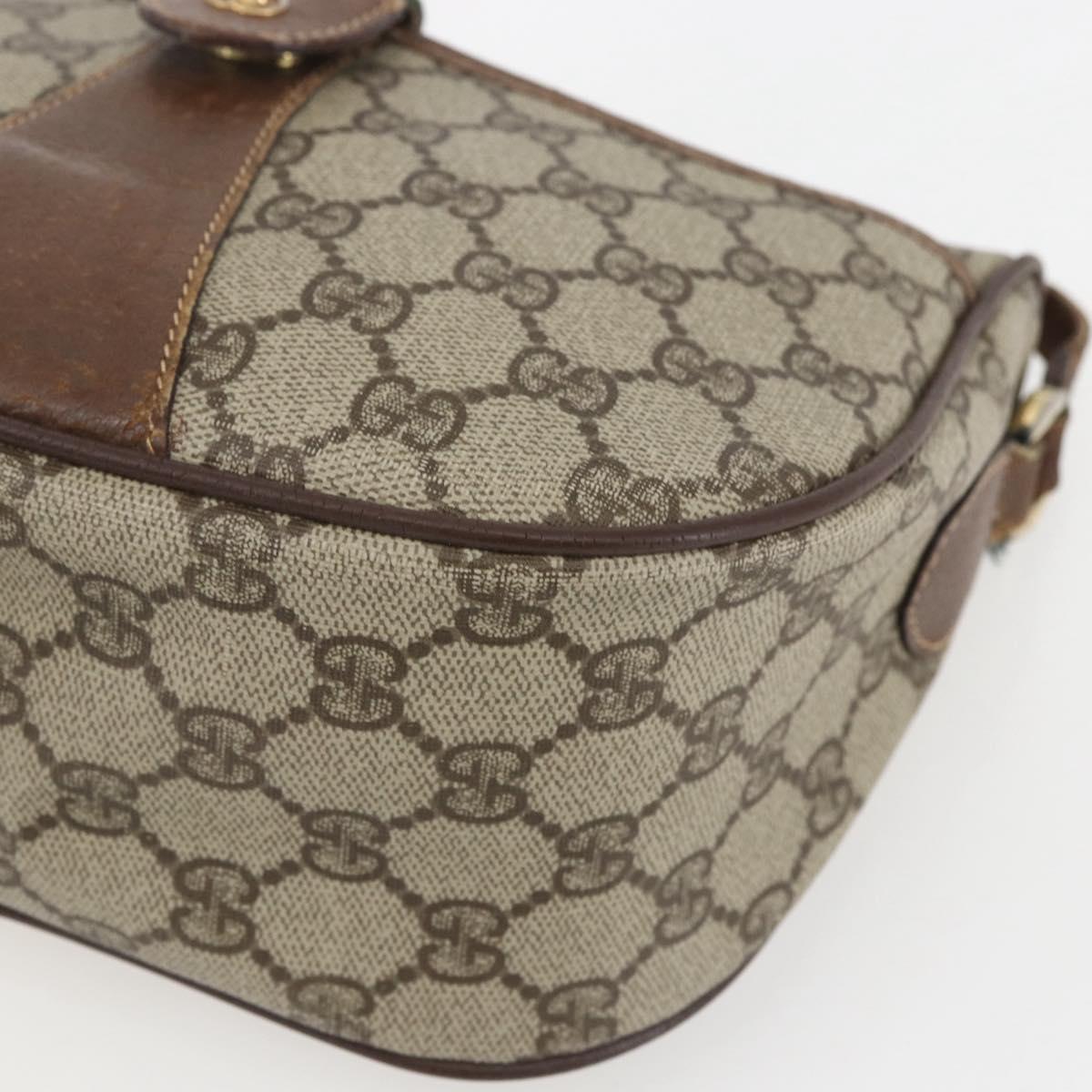 GUCCI GG Supreme Web Sherry Line Bag PVC Beige Gold 001 754 6177 Auth bs31425