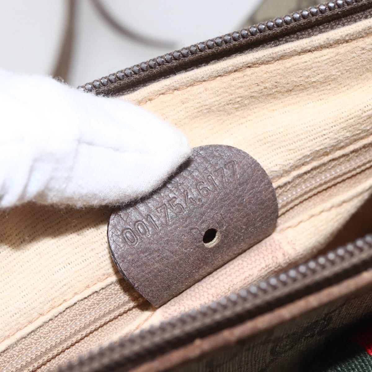 GUCCI GG Supreme Web Sherry Line Bag PVC Beige Gold 001 754 6177 Auth bs31425