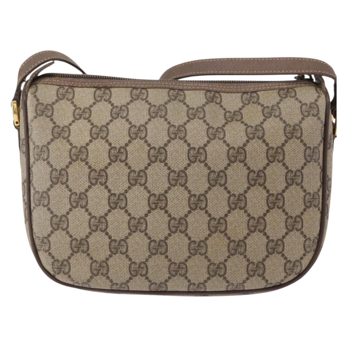 GUCCI GG Supreme Web Sherry Line Bag PVC Beige Gold 001 58 6177 Auth bs31426