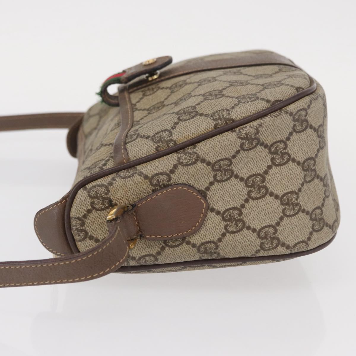 GUCCI GG Supreme Web Sherry Line Bag PVC Beige Gold 001 58 6177 Auth bs31426