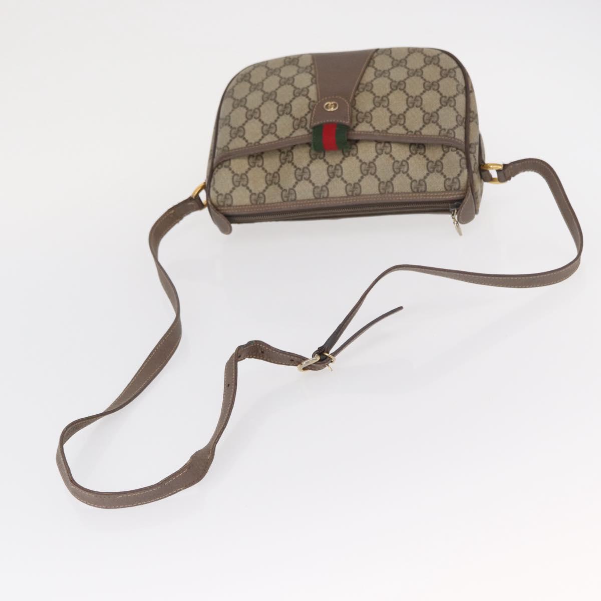 GUCCI GG Supreme Web Sherry Line Bag PVC Beige Gold 001 58 6177 Auth bs31426
