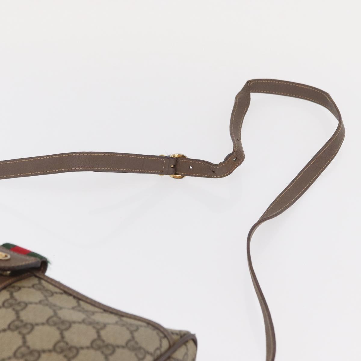 GUCCI GG Supreme Web Sherry Line Bag PVC Beige Gold 001 58 6177 Auth bs31426