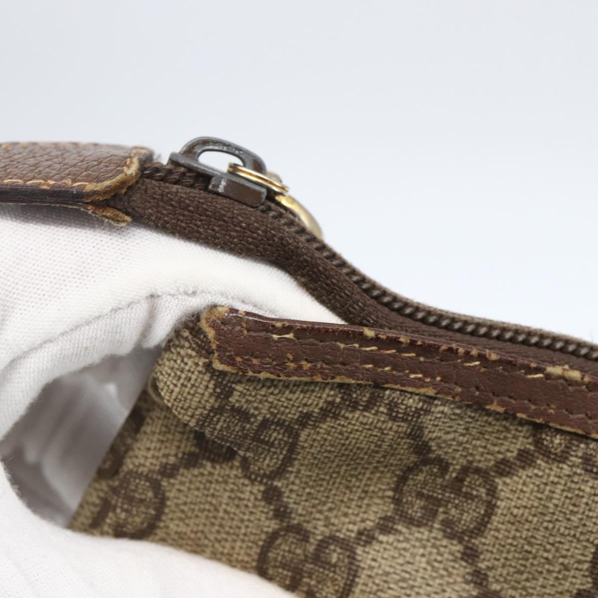 GUCCI GG Supreme Pouch PVC Leather Beige Gold 014 115 6088 Auth bs31427