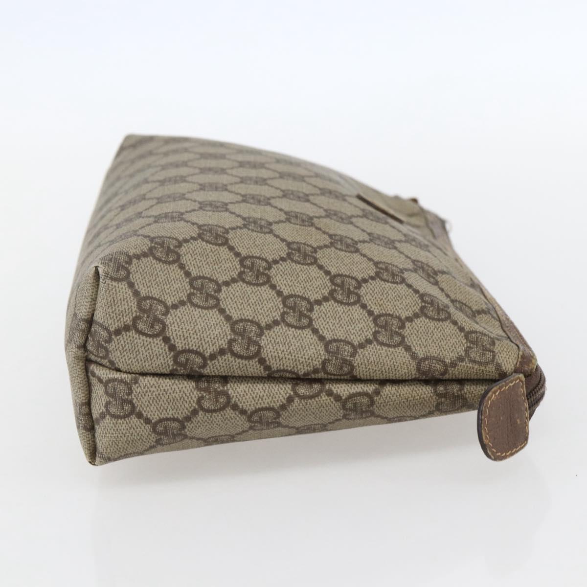 GUCCI GG Supreme Pouch PVC Leather Beige Gold 014 115 6088 Auth bs31427