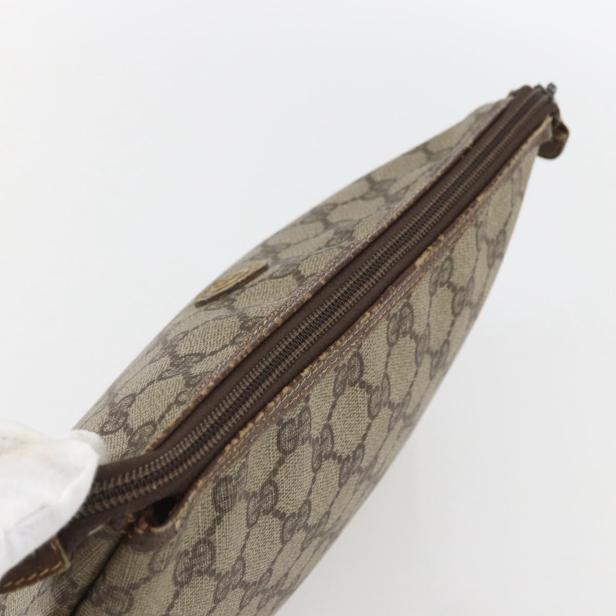 GUCCI GG Supreme Pouch PVC Leather Beige Gold 014 115 6088 Auth bs31427