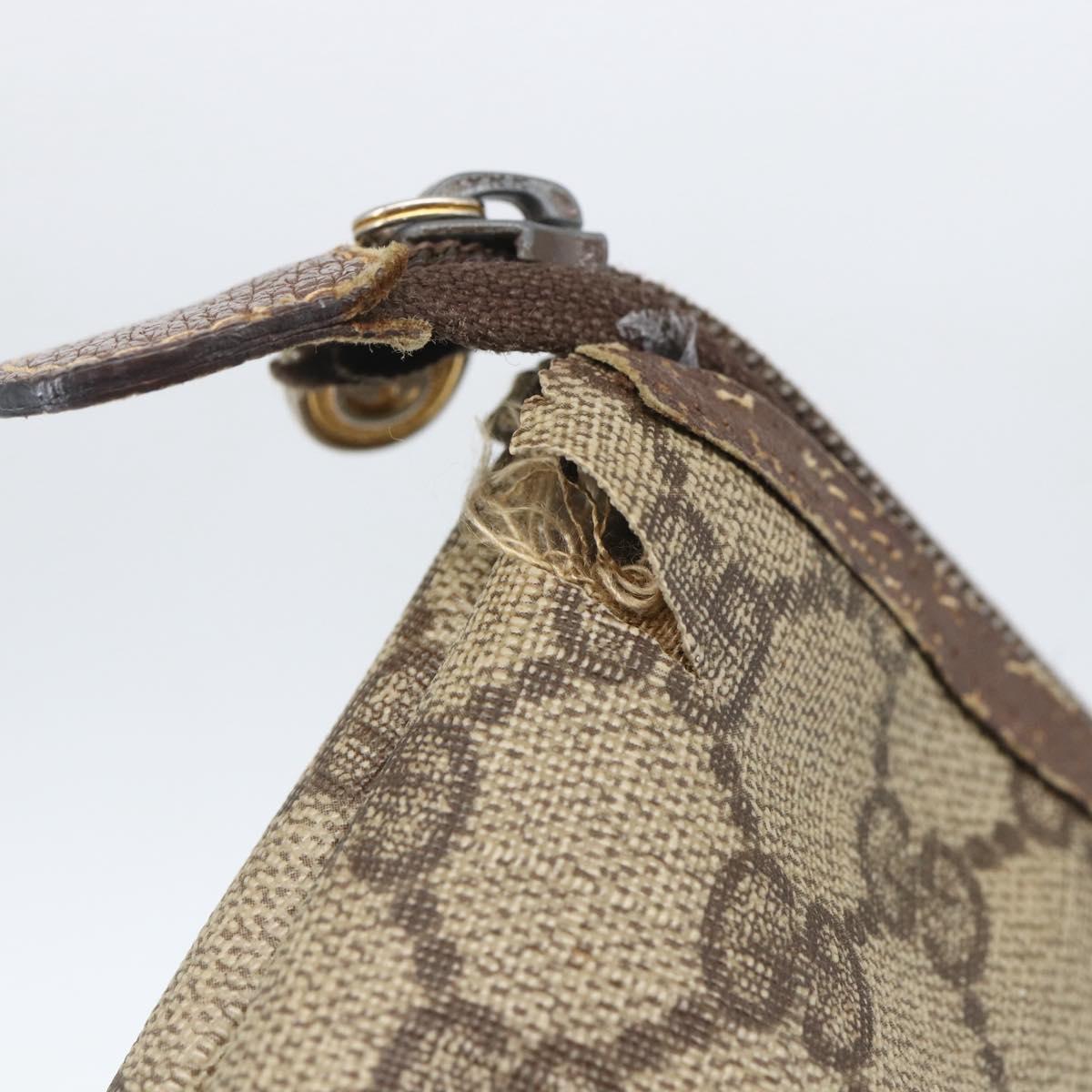 GUCCI GG Supreme Pouch PVC Leather Beige Gold 014 115 6088 Auth bs31427