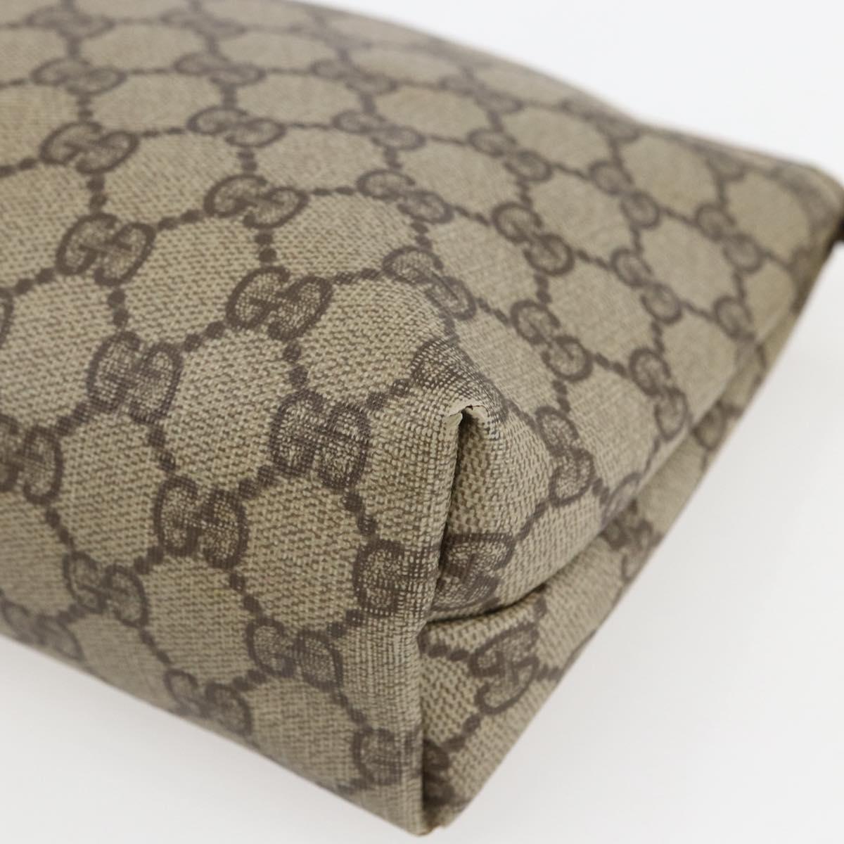 GUCCI GG Supreme Pouch PVC Leather Beige Gold 014 115 6088 Auth bs31427