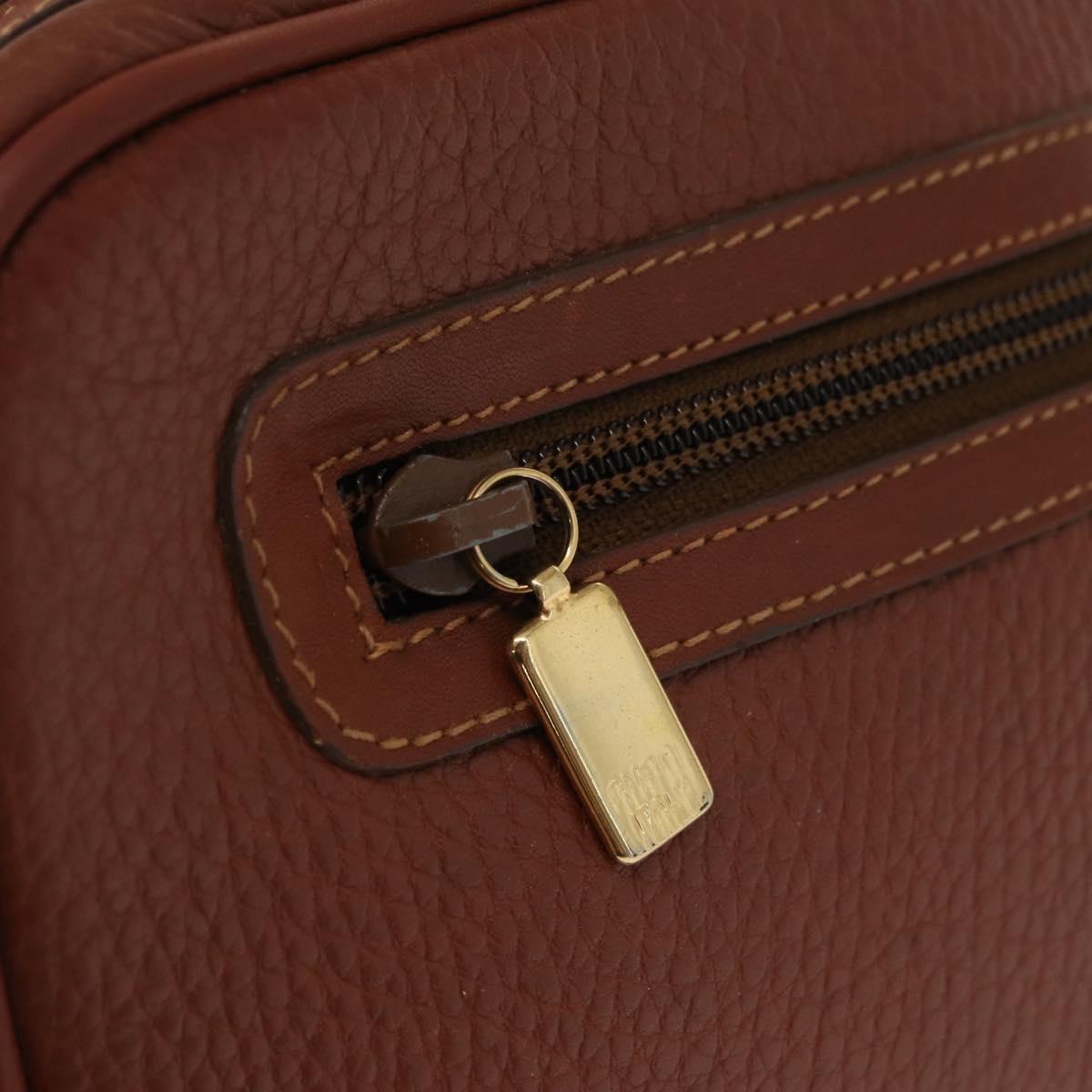 GUCCI Shoulder Bag Leather Brown Gold 007 113 0014 Auth bs31429