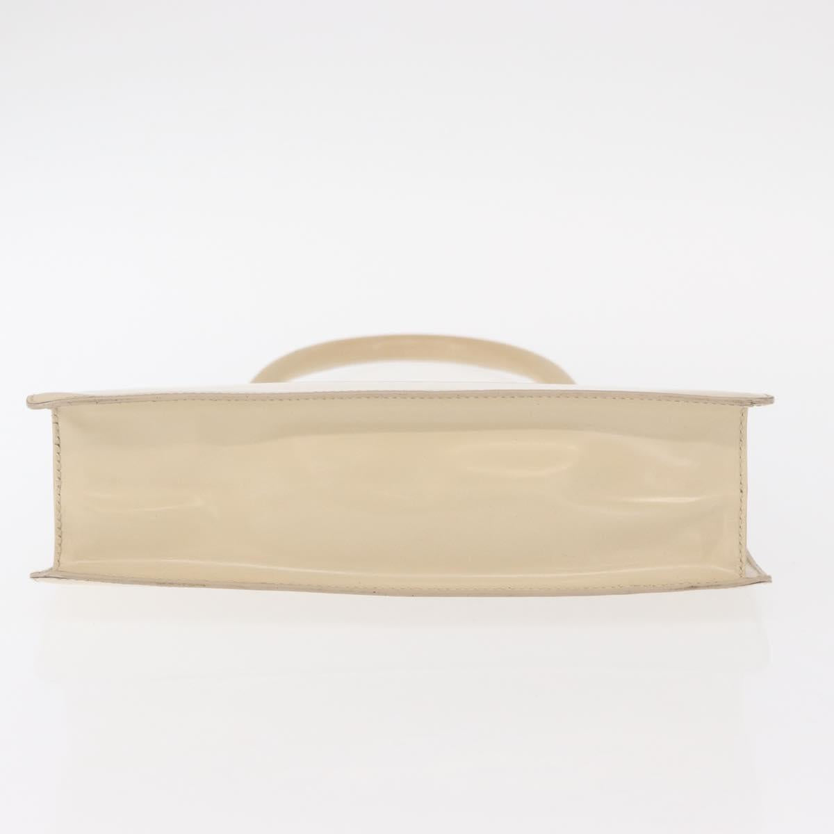 GUCCI Hand Bag Enamel Beige Gold Auth bs31430