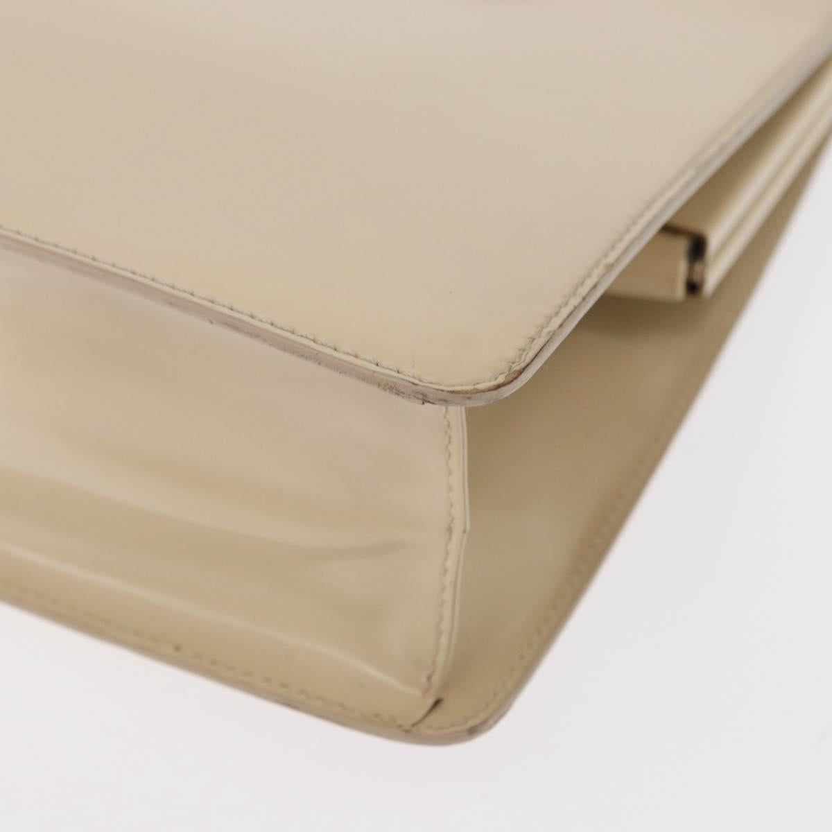 GUCCI Hand Bag Enamel Beige Gold Auth bs31430