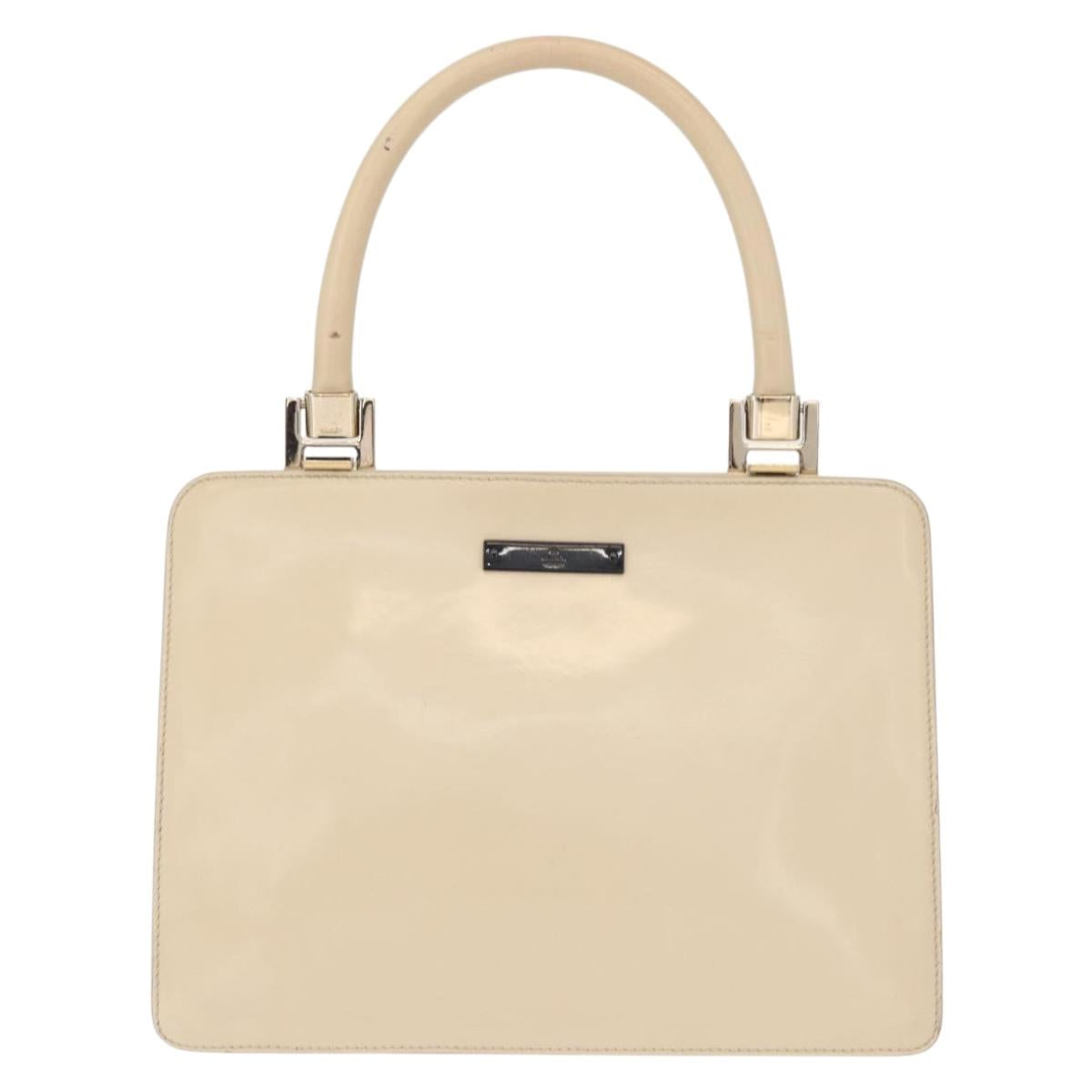 GUCCI Hand Bag Enamel Beige Gold Auth bs31430