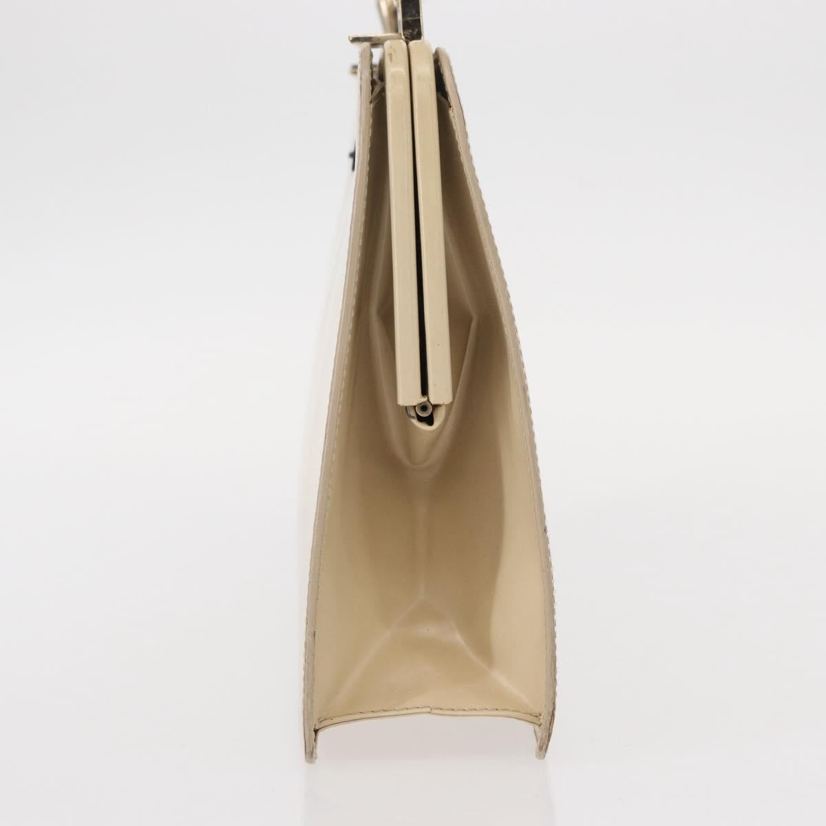 GUCCI Hand Bag Enamel Beige Gold Auth bs31430