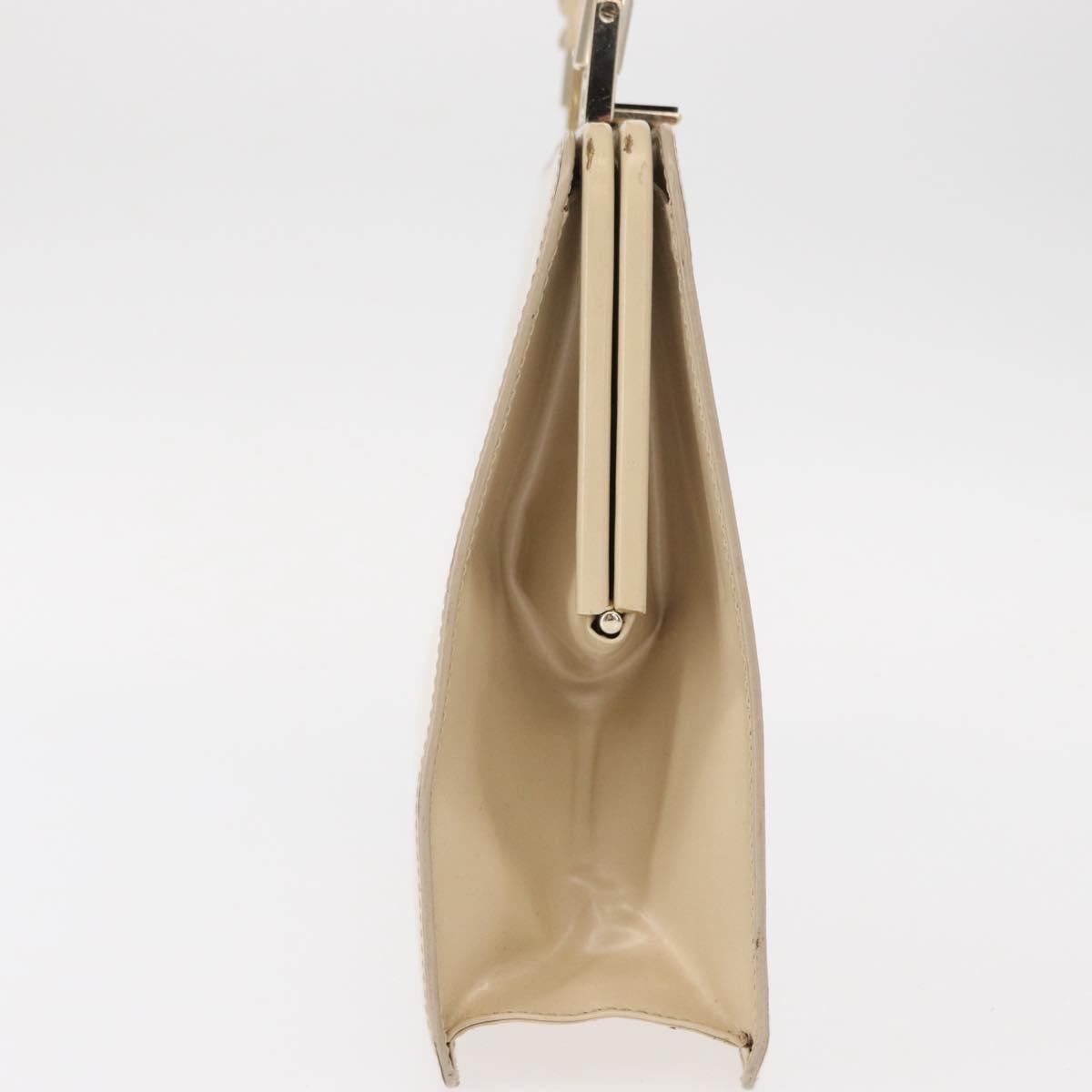 GUCCI Hand Bag Enamel Beige Gold Auth bs31430