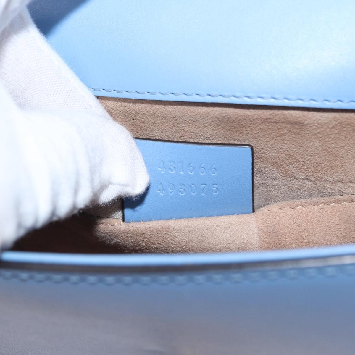 GUCCI Sylvie Sherry Line Chain Bag Leather Light Blue Gold 431666 Auth bs31431