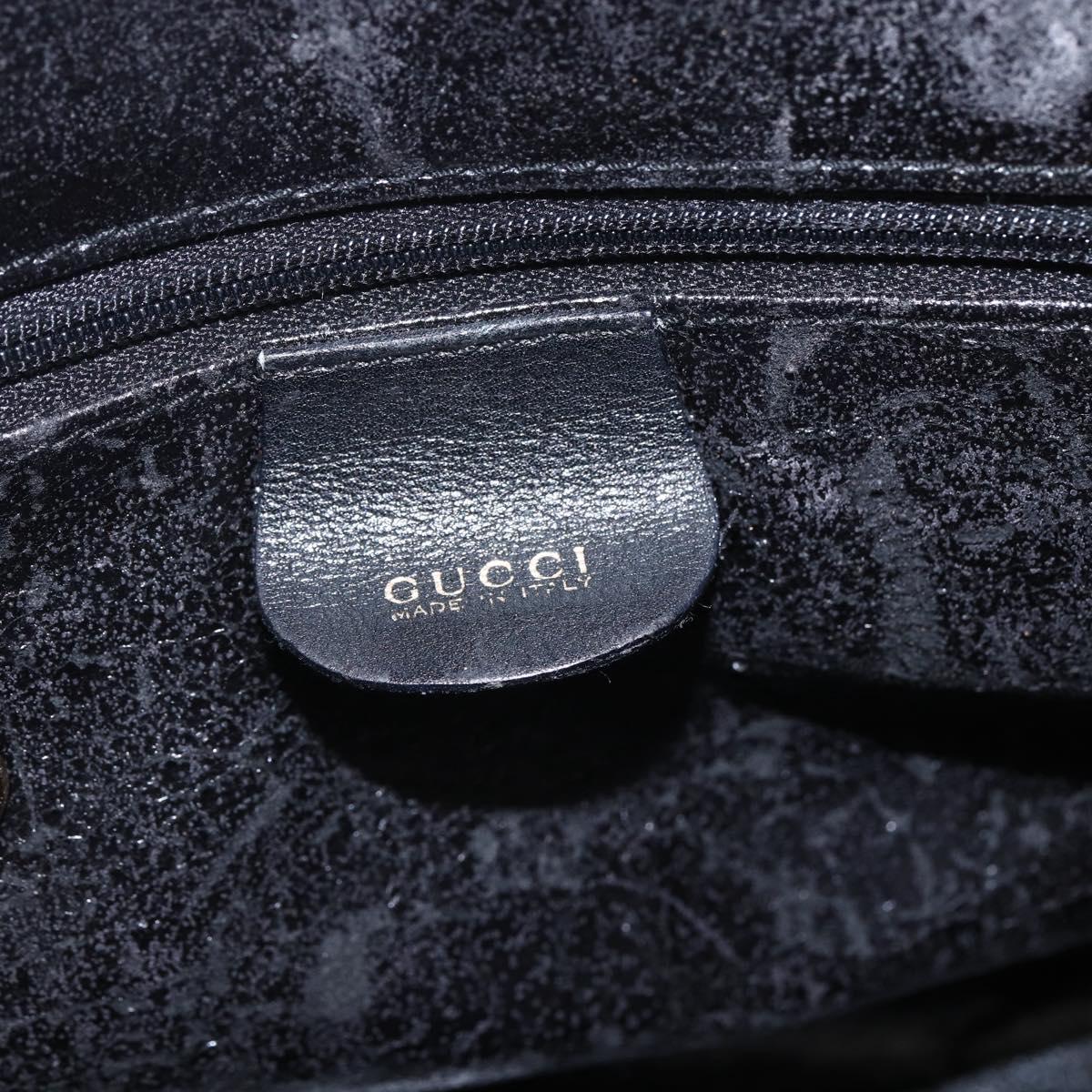 GUCCI Bamboo Hand Bag Leather Black Gold 000 122 029 Auth bs31432