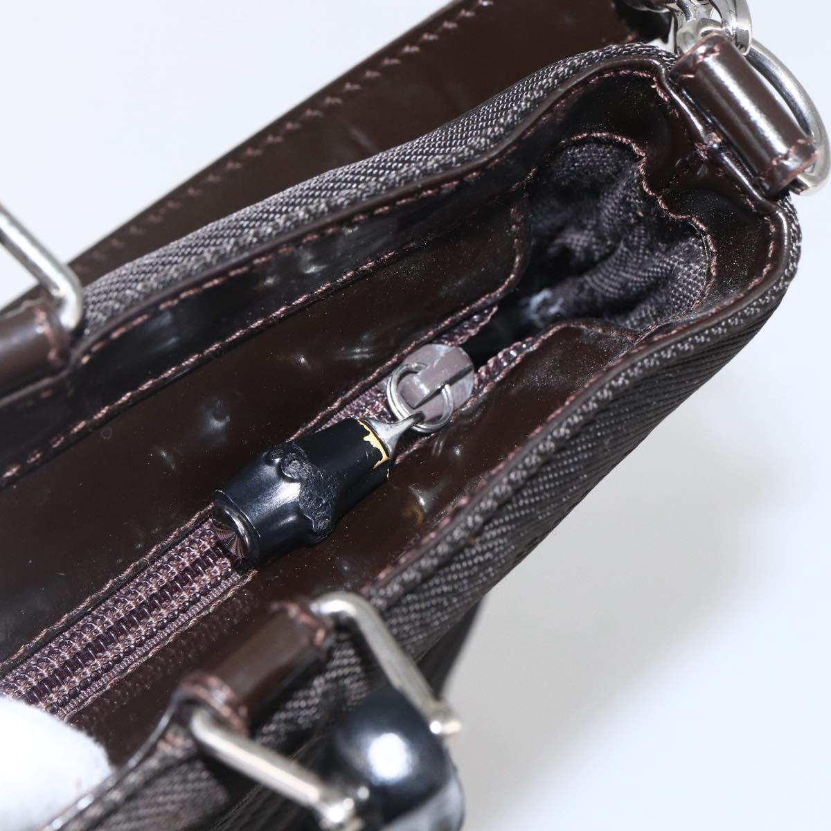 GUCCI Bamboo Hand Bag Canvas 2way Black Silver 000 1998 0588 Auth bs31433