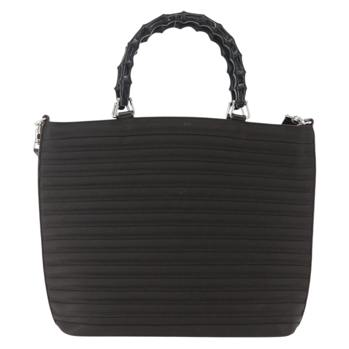 GUCCI Bamboo Hand Bag Canvas 2way Black Silver 000 1998 0588 Auth bs31433