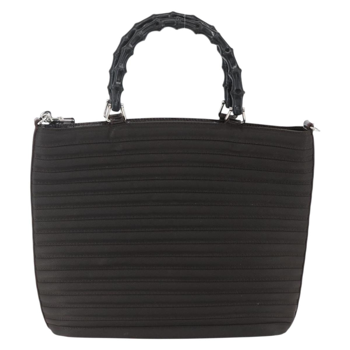 GUCCI Bamboo Hand Bag Canvas 2way Black Silver 000 1998 0588 Auth bs31433