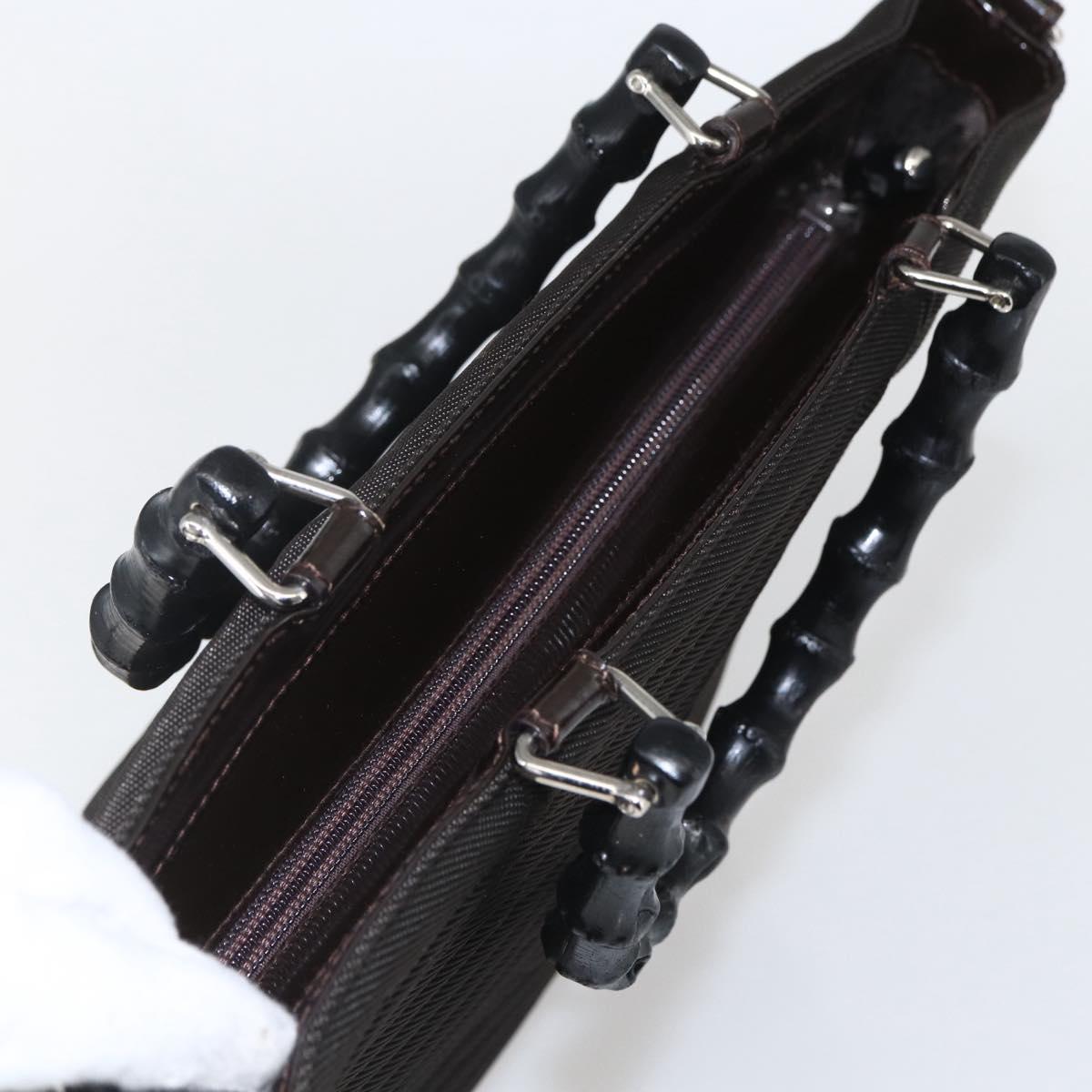 GUCCI Bamboo Hand Bag Canvas 2way Black Silver 000 1998 0588 Auth bs31433