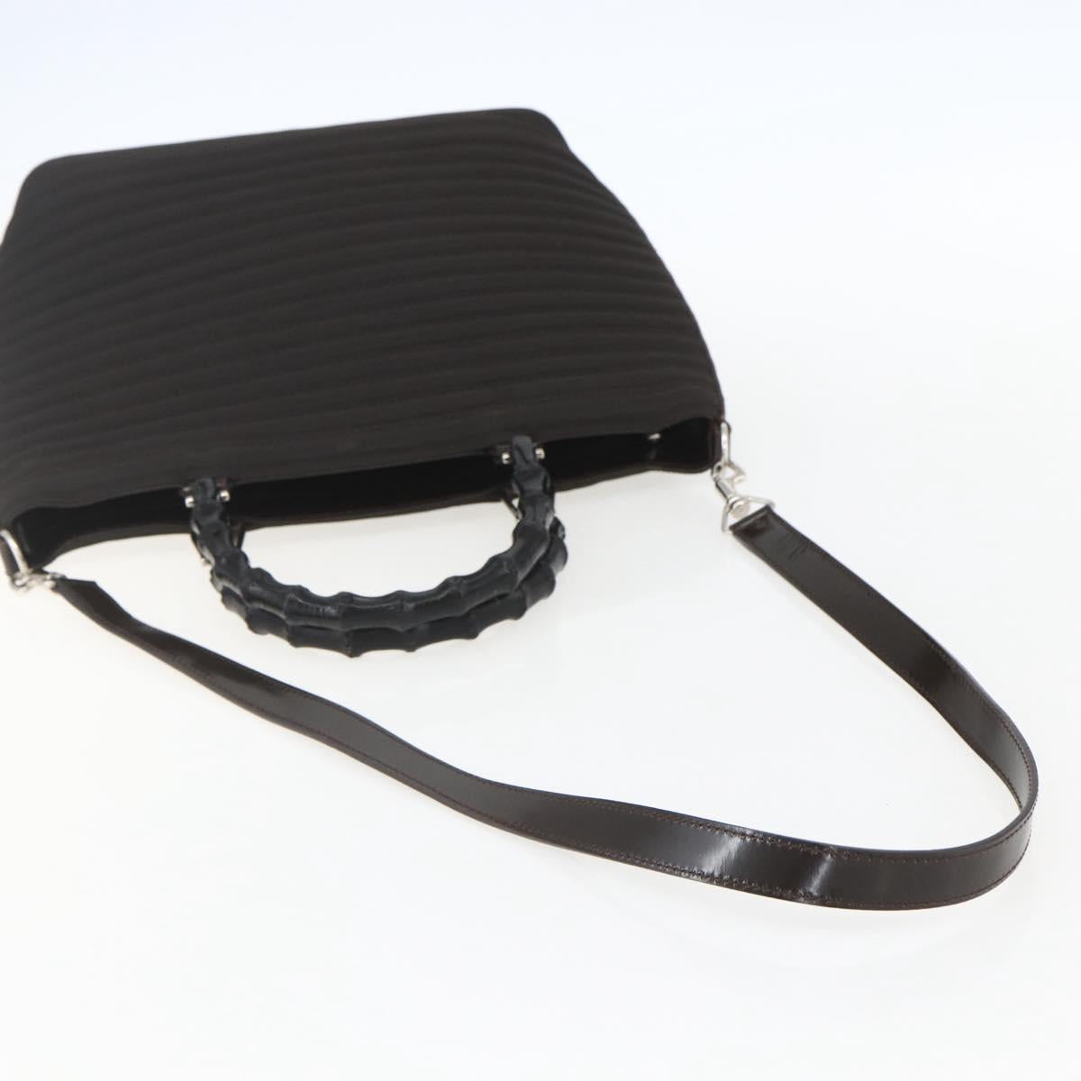 GUCCI Bamboo Hand Bag Canvas 2way Black Silver 000 1998 0588 Auth bs31433