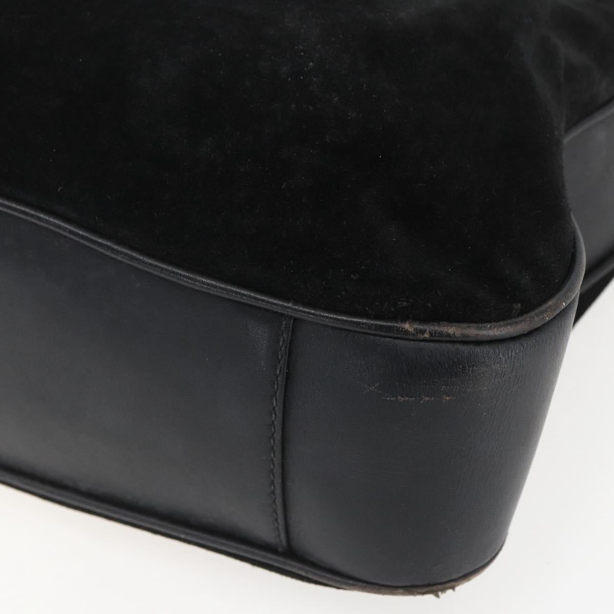 GUCCI Bamboo Hand Bag Leather 2way Black Gold 001 1014 1577 Auth bs31434