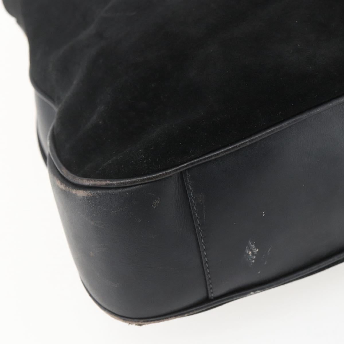 GUCCI Bamboo Hand Bag Leather 2way Black Gold 001 1014 1577 Auth bs31434