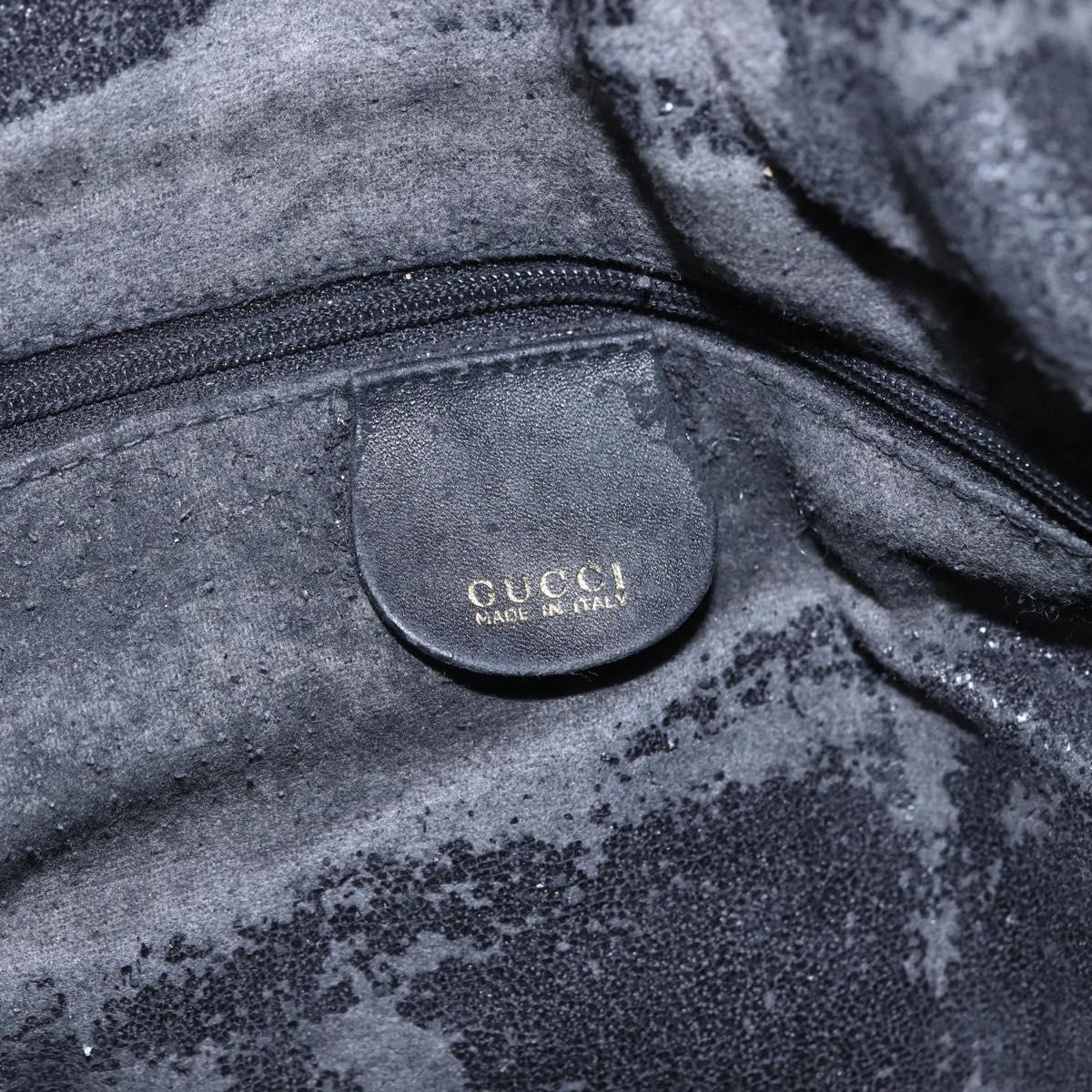 GUCCI Bamboo Hand Bag Leather 2way Black Gold 001 1014 1577 Auth bs31434