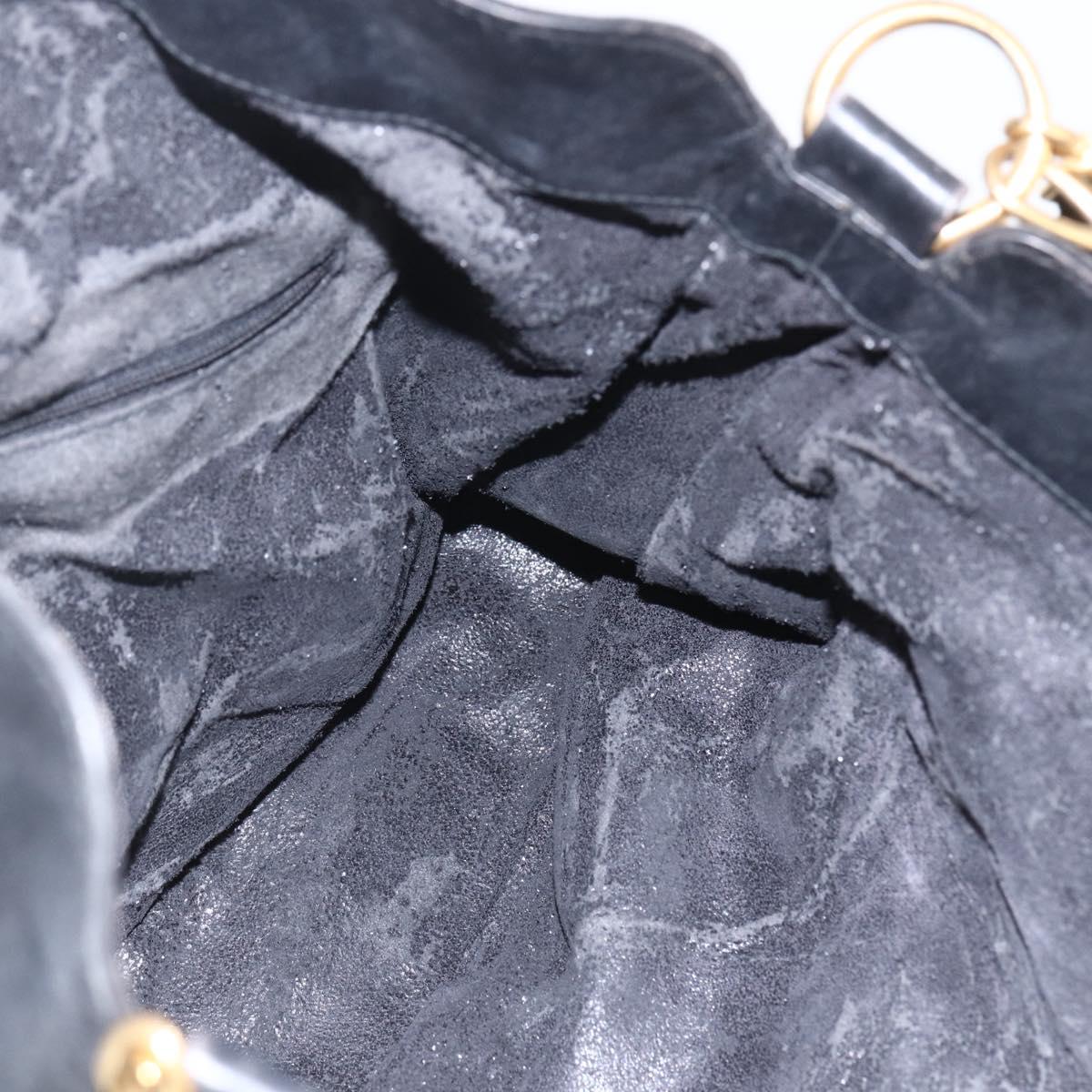 GUCCI Bamboo Hand Bag Leather 2way Black Gold 001 1014 1577 Auth bs31434