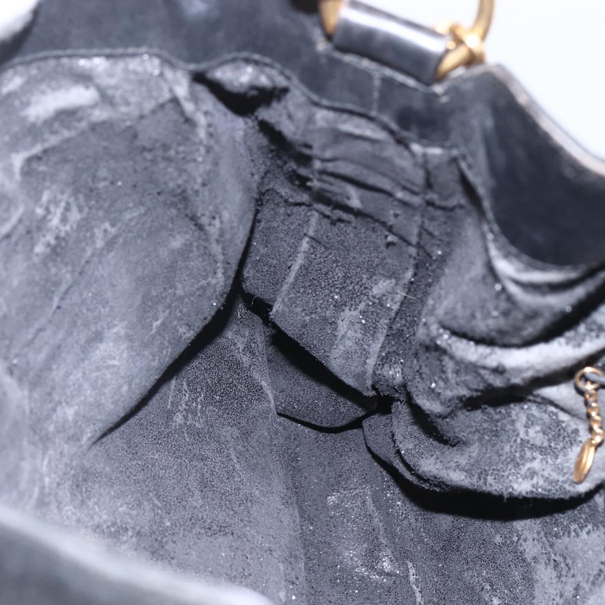 GUCCI Bamboo Hand Bag Leather 2way Black Gold 001 1014 1577 Auth bs31434