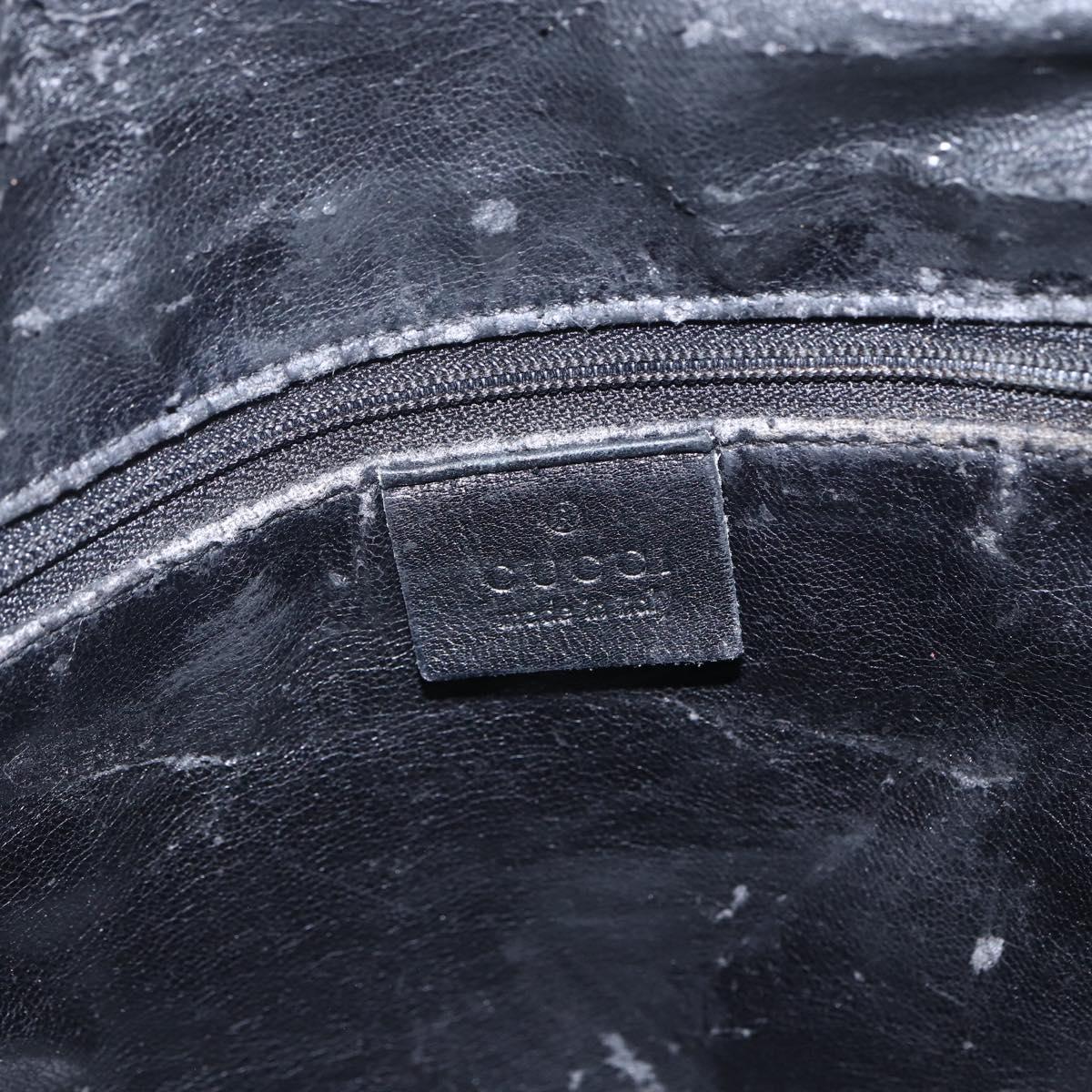 GUCCI Bamboo Shoulder Bag Leather 2way Black Gold 001 1638 Auth bs31435