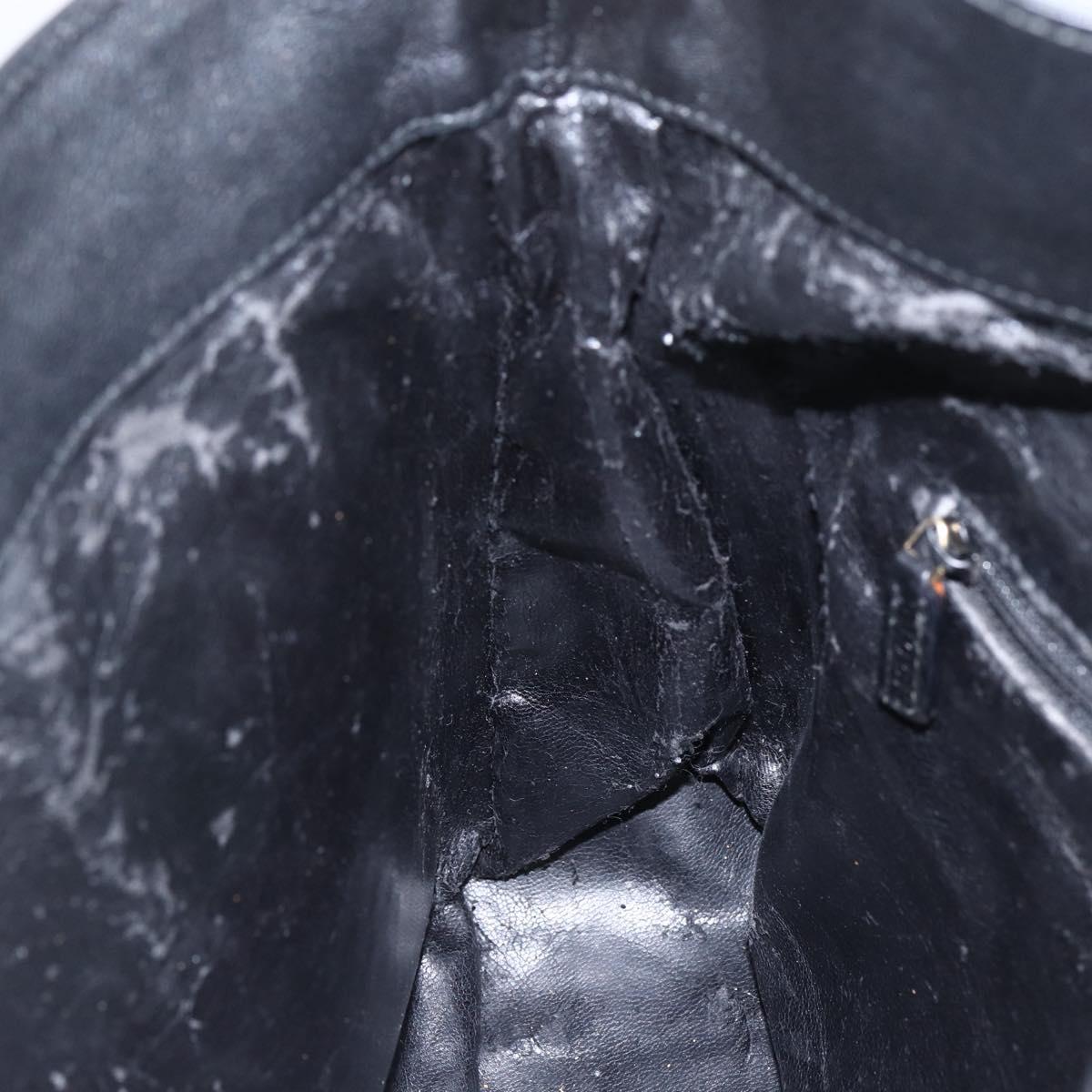 GUCCI Bamboo Shoulder Bag Leather 2way Black Gold 001 1638 Auth bs31435