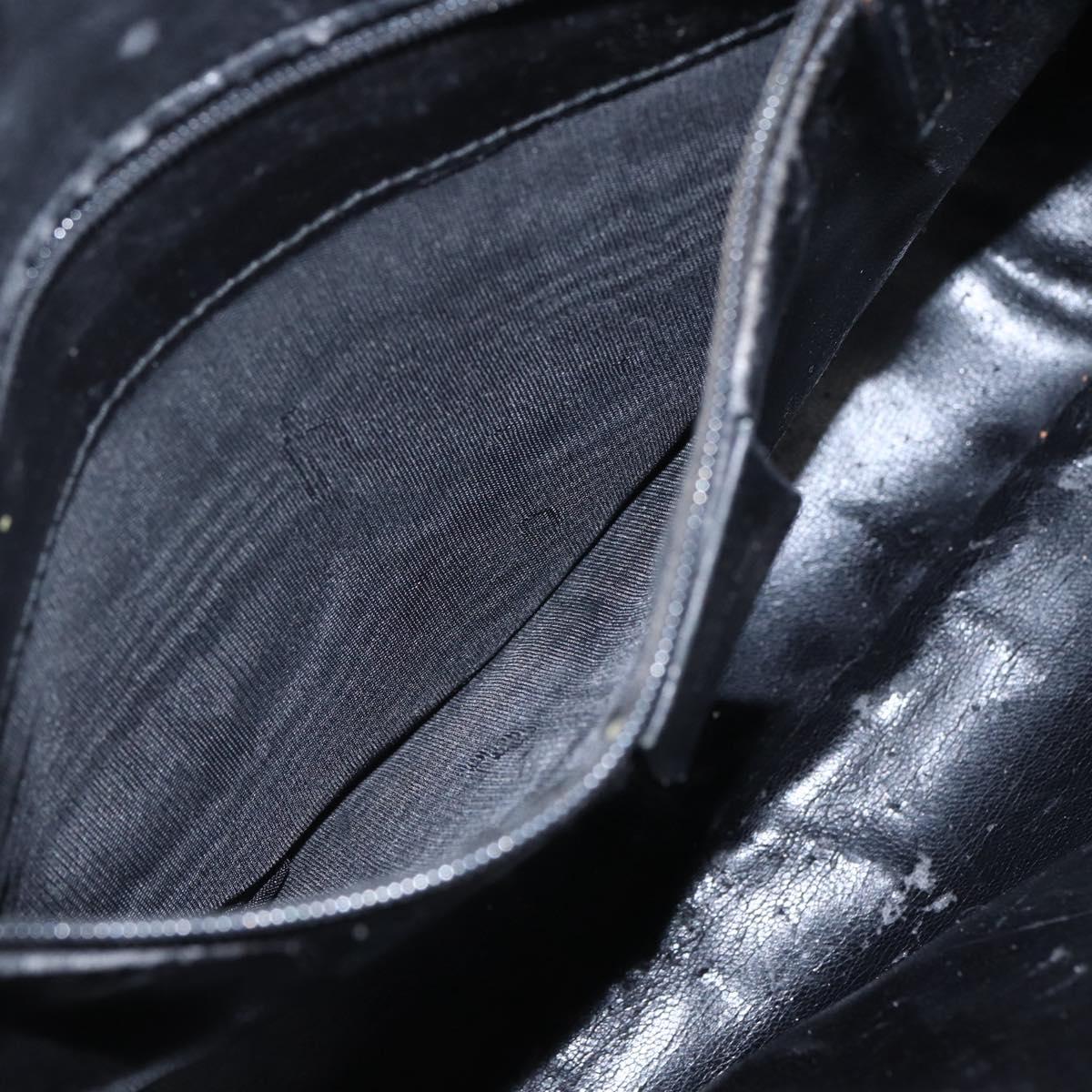 GUCCI Bamboo Shoulder Bag Leather 2way Black Gold 001 1638 Auth bs31435