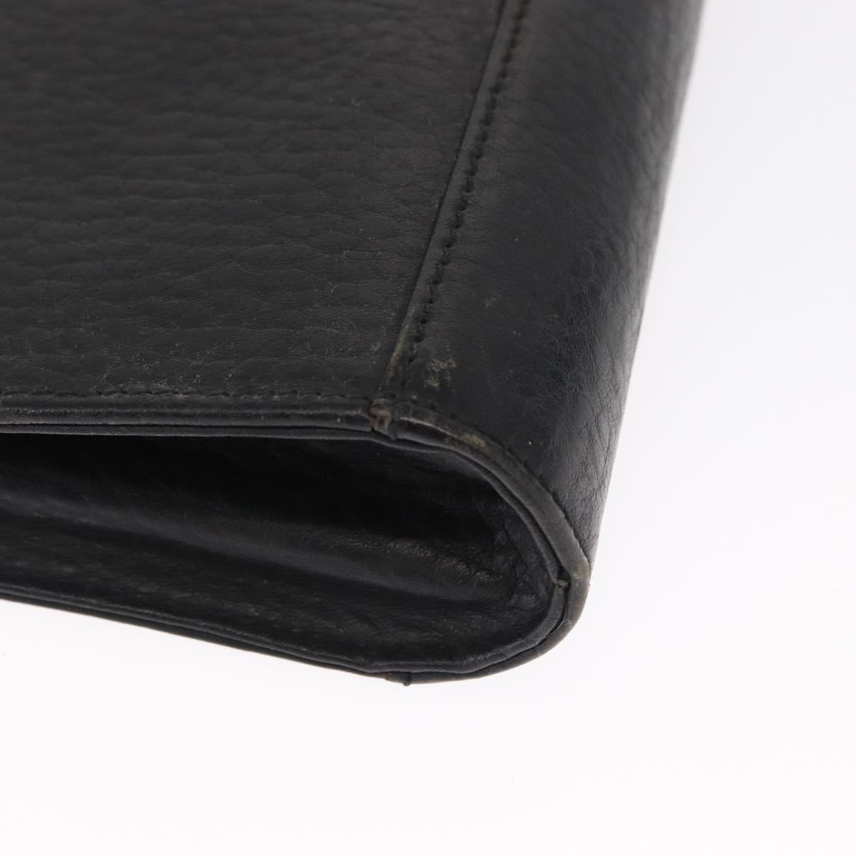 Burberrys Clutch Bag Leather 2 Set Black Gold Auth bs31437