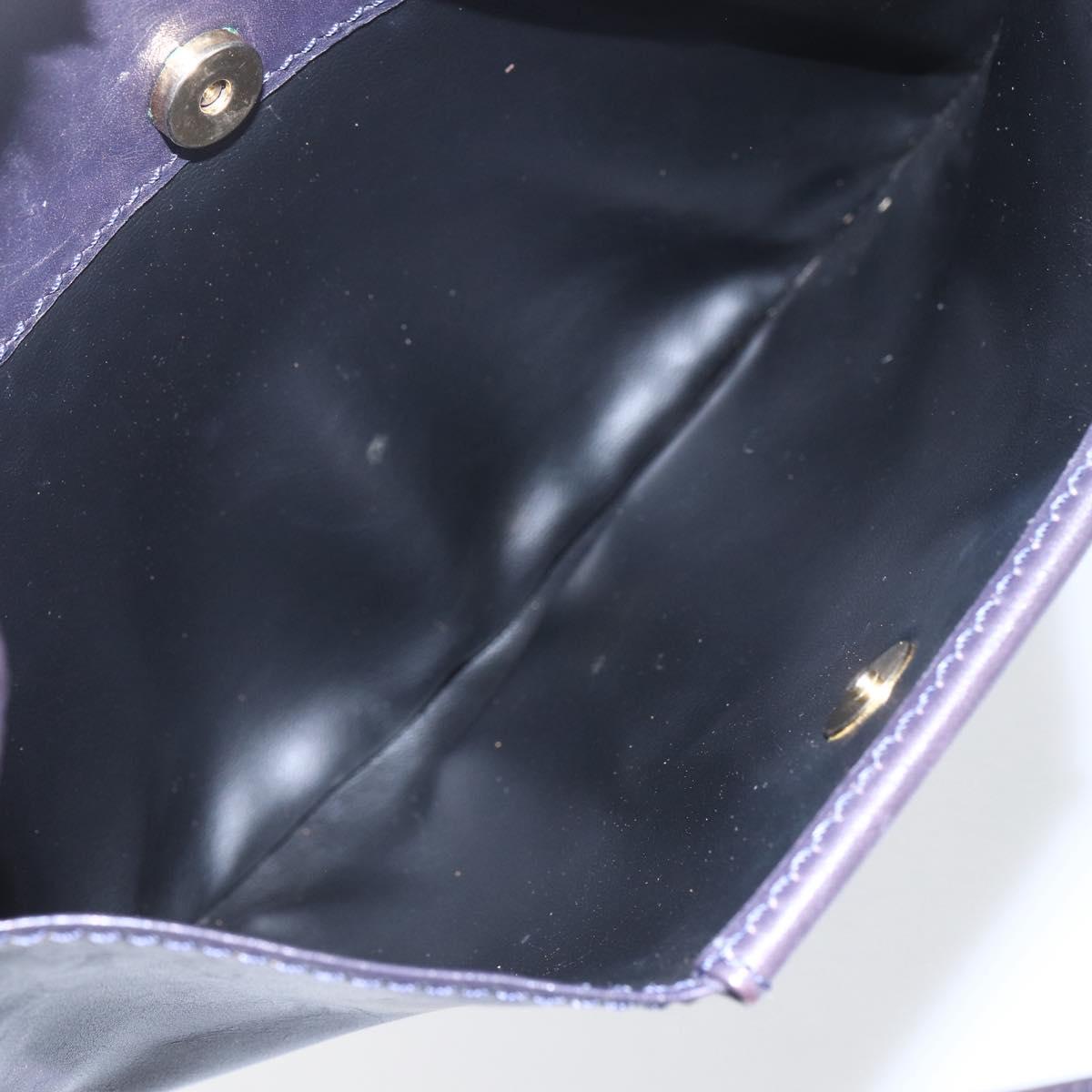 BALLY Shoulder Bag Leather Purple Gold Auth bs31439