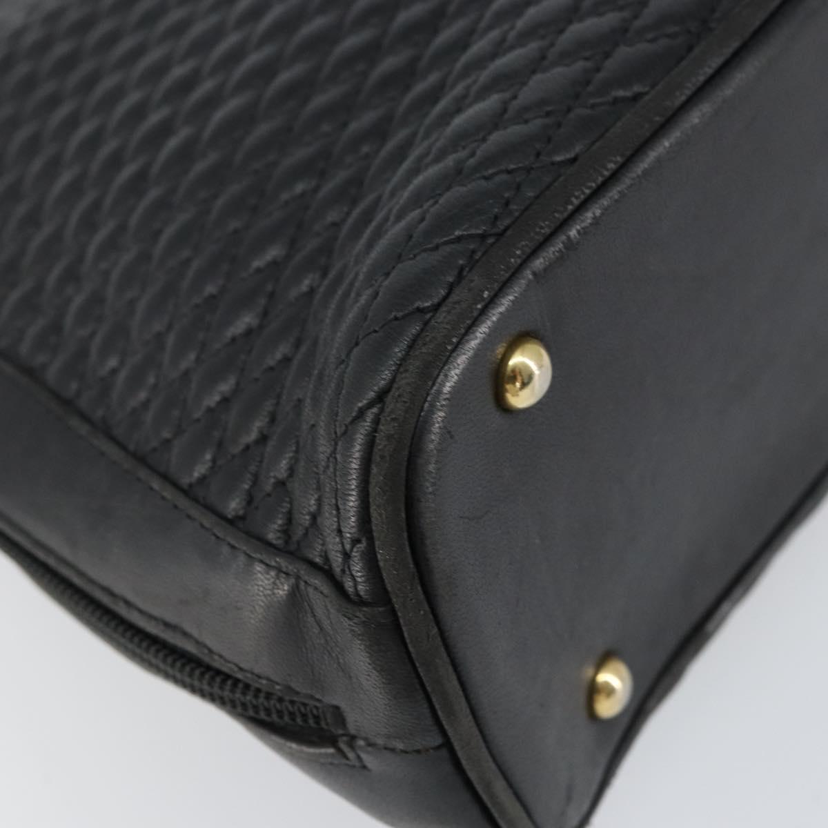 BALLY Quilted Chain Shoulder Bag Leather Black Gold Auth bs31440