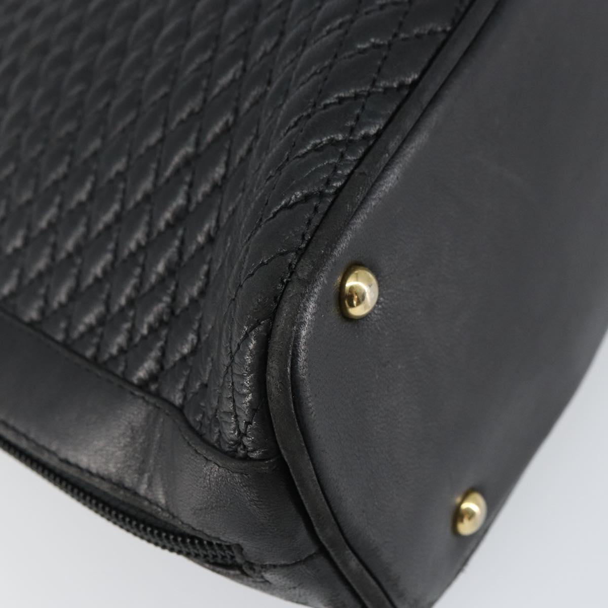 BALLY Quilted Chain Shoulder Bag Leather Black Gold Auth bs31440