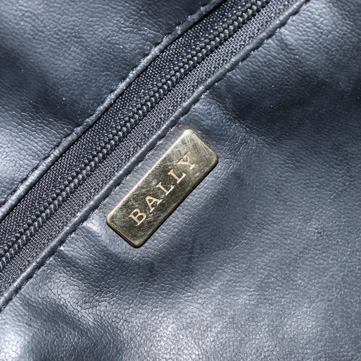 BALLY Quilted Chain Shoulder Bag Leather Black Gold Auth bs31440