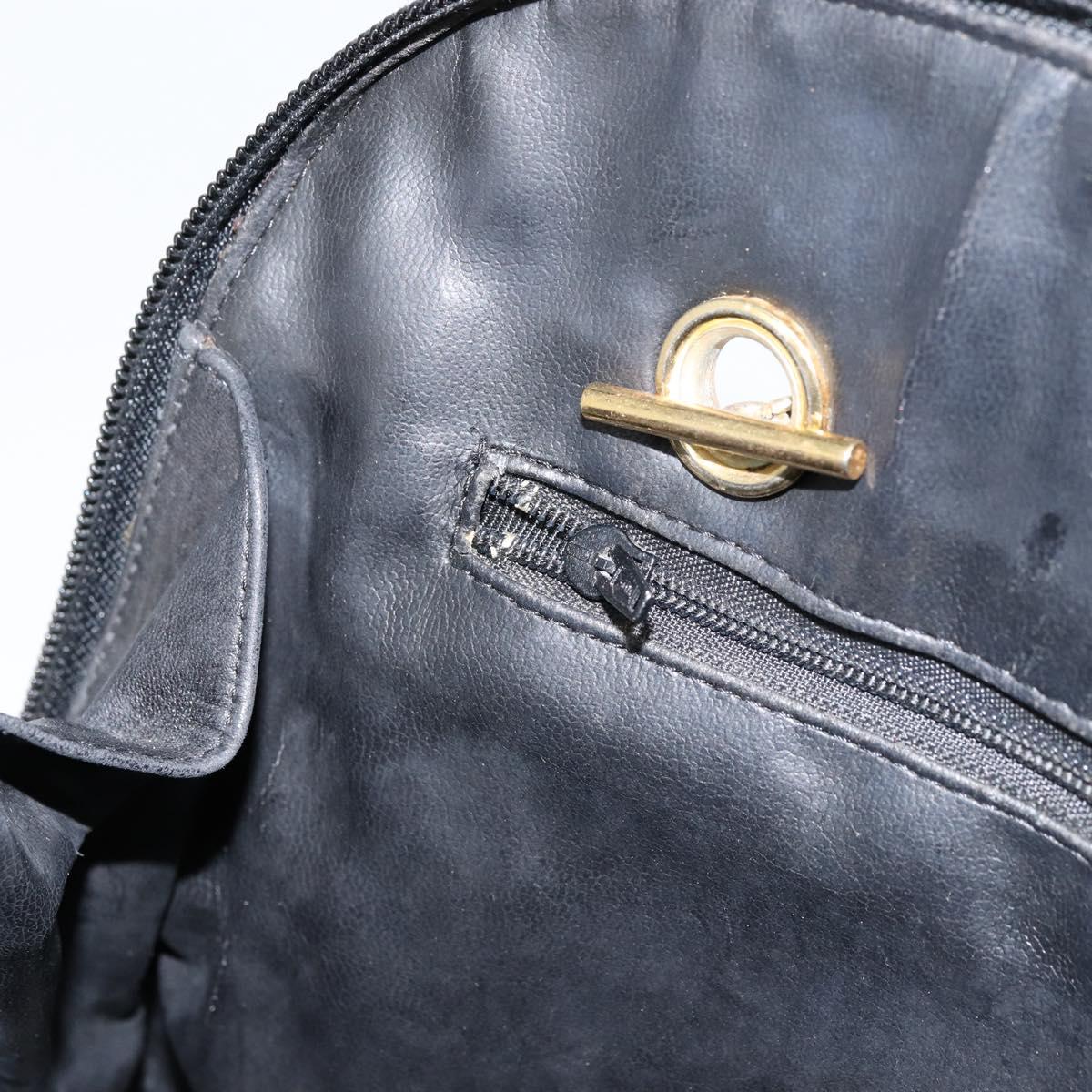 BALLY Quilted Chain Shoulder Bag Leather Black Gold Auth bs31440