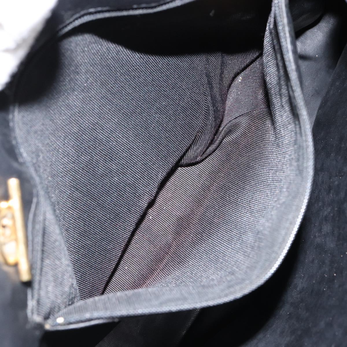 BALLY Quilted Chain Shoulder Bag Leather Black Gold Auth bs31440