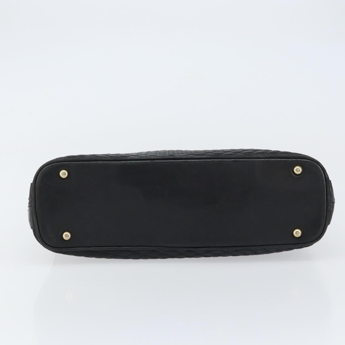 BALLY Quilted Chain Shoulder Bag Leather Black Gold Auth bs31440