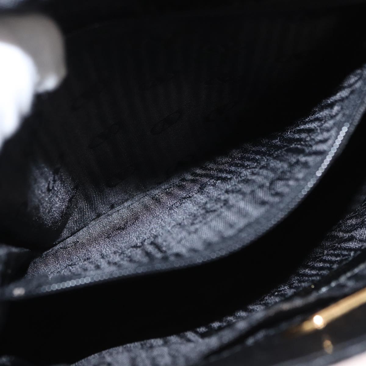 VALENTINO Shoulder Bag Leather Black Gold Auth bs31441